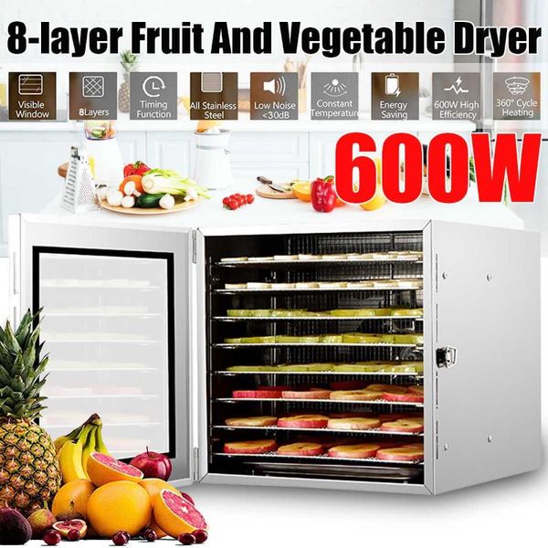 dehydrators 8 trays 600w fruit dryer dehydrator for meat food home appliances drying machine beef jerky making tools-stainless steel
dehydrators 8 trays 600w fruit dryer dehydrator for meat food home appliances drying machine beef jerky making tools-stainless steel
