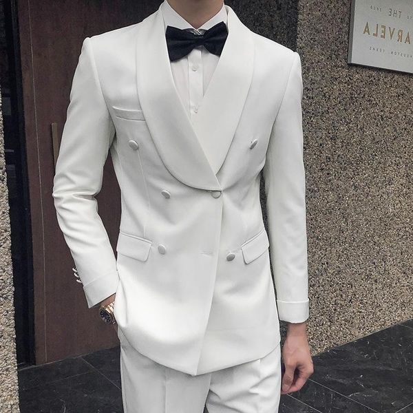 men's suits & blazers white suit, western big slim double breasted evening wedding, White;black
men's suits & blazers white suit, western big slim double breasted evening wedding, White;black
