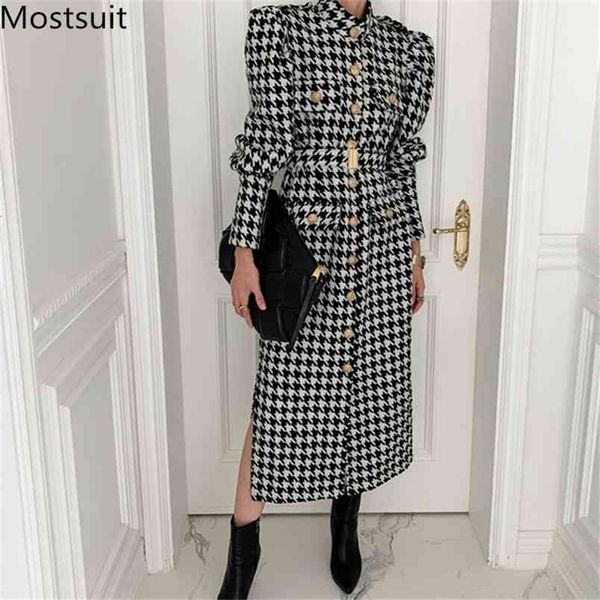 winter houndstooth wool women long coat single-breasted stand collar belted vintage korean fashion outcoat overcoat 210513, Black
winter houndstooth wool women long coat single-breasted stand collar belted vintage korean fashion outcoat overcoat 210513, Black