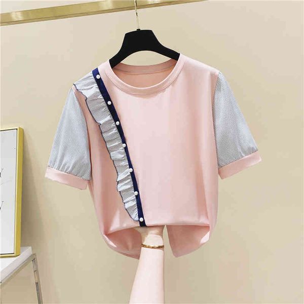 t shirt striped ruffled beaded women's short sleeve cotton t shirt female summer ladies t-shirt tees camisetas mujer femme t-shirts, White
t shirt striped ruffled beaded women's short sleeve cotton t shirt female summer ladies t-shirt tees camisetas mujer femme t-shirts, White