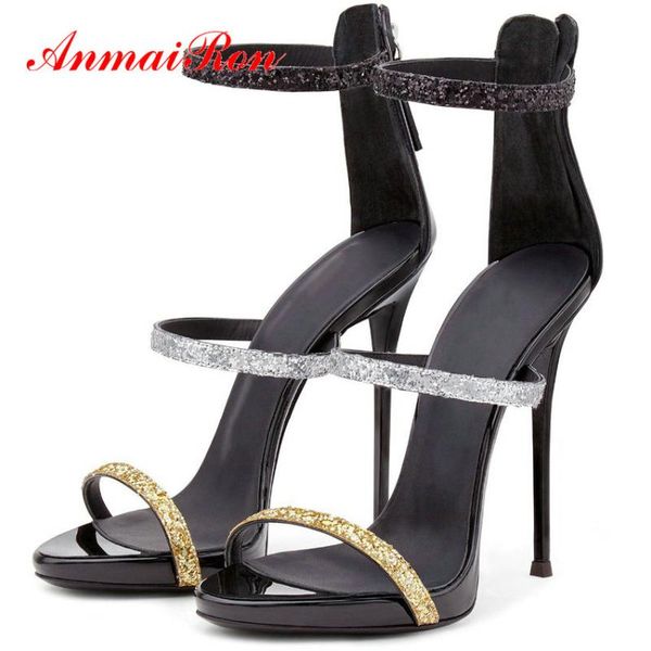 high heels sandals patent leather buckle strap casual big girl shoes fashion platform thin women, Black
high heels sandals patent leather buckle strap casual big girl shoes fashion platform thin women, Black