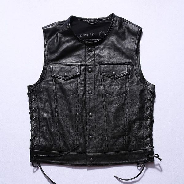 men's leather & faux 2021 motorcycle vest men rock style lace up o-neck cowhide sleeveless biker jacket slim short black color
men's leather & faux 2021 motorcycle vest men rock style lace up o-neck cowhide sleeveless biker jacket slim short black color