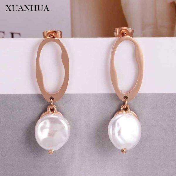 rose gold pearl earrings for women stainless steel jewelry ladies fashion accessories dangle & chandelier, Silver
rose gold pearl earrings for women stainless steel jewelry ladies fashion accessories dangle & chandelier, Silver