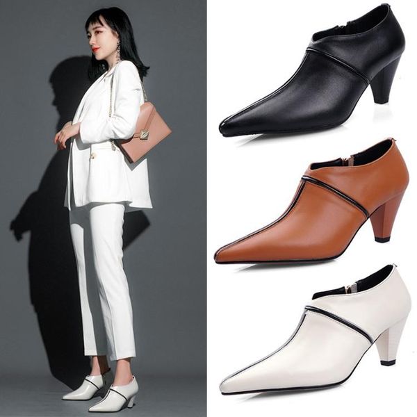 dress shoes pxelena brand lady office party genuine leather fashion med heel pumps pointed toe women zip large size 34-42, Black
dress shoes pxelena brand lady office party genuine leather fashion med heel pumps pointed toe women zip large size 34-42, Black