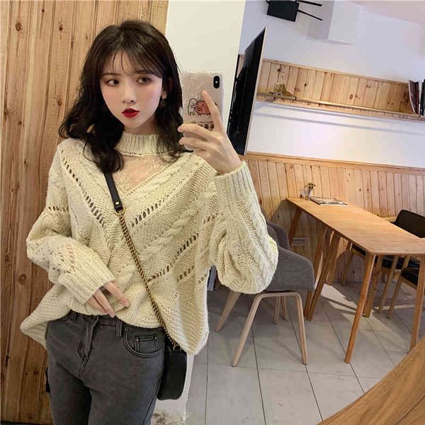 knits female autumn lace out shreds ladies loose fashion feminine sweater, White
knits female autumn lace out shreds ladies loose fashion feminine sweater, White