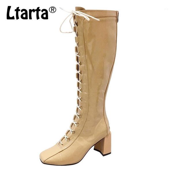 boots ltarta winter patent leather below the knee slimming thick heel lace-up women's high heels -365-11, Black
boots ltarta winter patent leather below the knee slimming thick heel lace-up women's high heels -365-11, Black