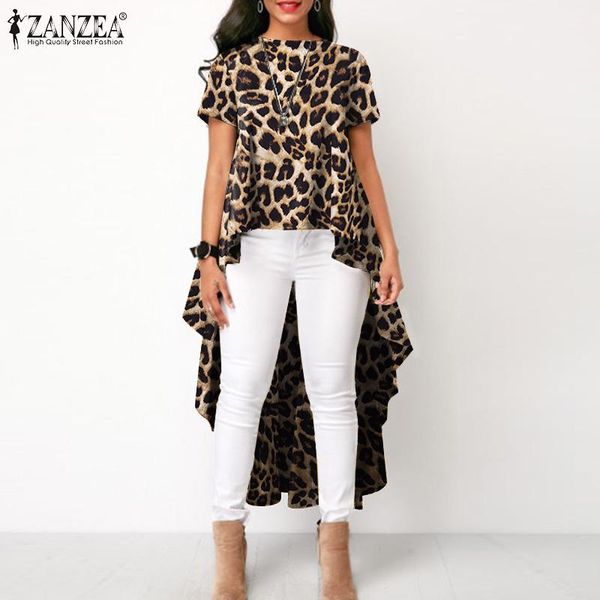 women's blouses & shirts womens party irregular blouse fashion leopard print 2021 summer short sleeve tunic zanzea casual o neck blusa, White
women's blouses & shirts womens party irregular blouse fashion leopard print 2021 summer short sleeve tunic zanzea casual o neck blusa, White