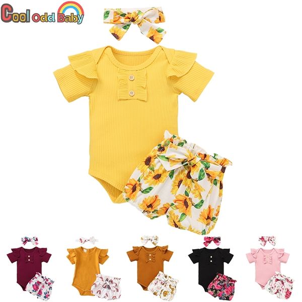 born baby girls summer clothes set cotton short sleeve romper floral shorts headband 3pcs for born infant clothing outfit 210816, White
born baby girls summer clothes set cotton short sleeve romper floral shorts headband 3pcs for born infant clothing outfit 210816, White