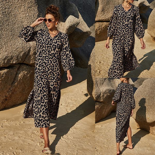 ins summer loose casual midi dress fashion vintage leopard print printed dress long sleeve split small v-neck large swing dress, White;black
ins summer loose casual midi dress fashion vintage leopard print printed dress long sleeve split small v-neck large swing dress, White;black