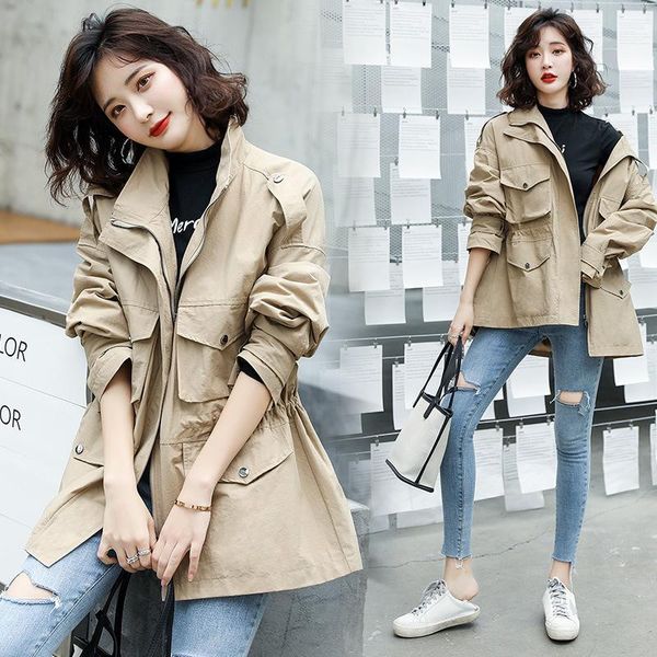 women's trench coats short coat 2021 spring and autumn fashion casual hooded windbreaker, Tan;black
women's trench coats short coat 2021 spring and autumn fashion casual hooded windbreaker, Tan;black