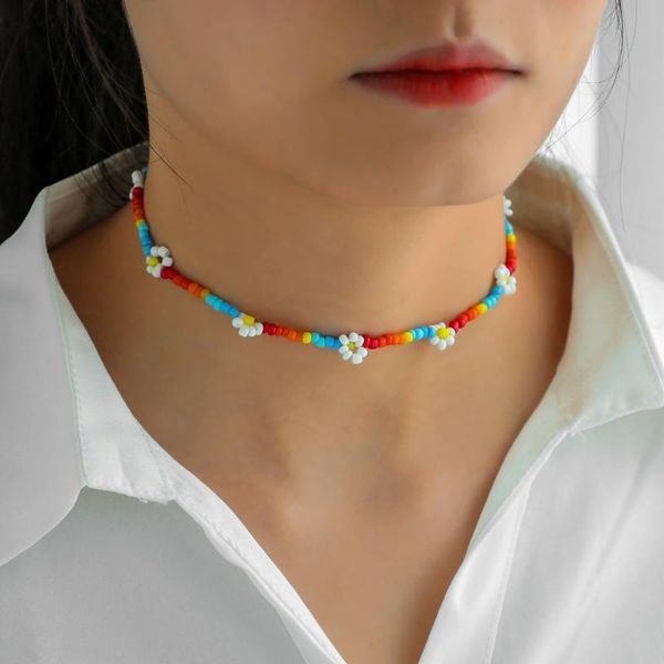 pendant necklaces 2021 bohemian colorful seed bead flower choker necklace statement short collar clavicle chain for women jewelry, Silver
pendant necklaces 2021 bohemian colorful seed bead flower choker necklace statement short collar clavicle chain for women jewelry, Silver