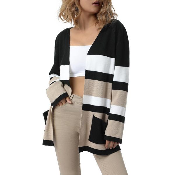 women's knits & tees ladies spring autumn knitwear girls leisure style mixed color stripe long sleeve knitted coat casual slim cardigan, White
women's knits & tees ladies spring autumn knitwear girls leisure style mixed color stripe long sleeve knitted coat casual slim cardigan, White