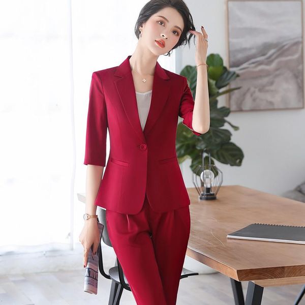 fashion women pants suits 2021 summer temperament formal slim half sleeve blazer and office ladies business work wear women's two piece, White
fashion women pants suits 2021 summer temperament formal slim half sleeve blazer and office ladies business work wear women's two piece, White