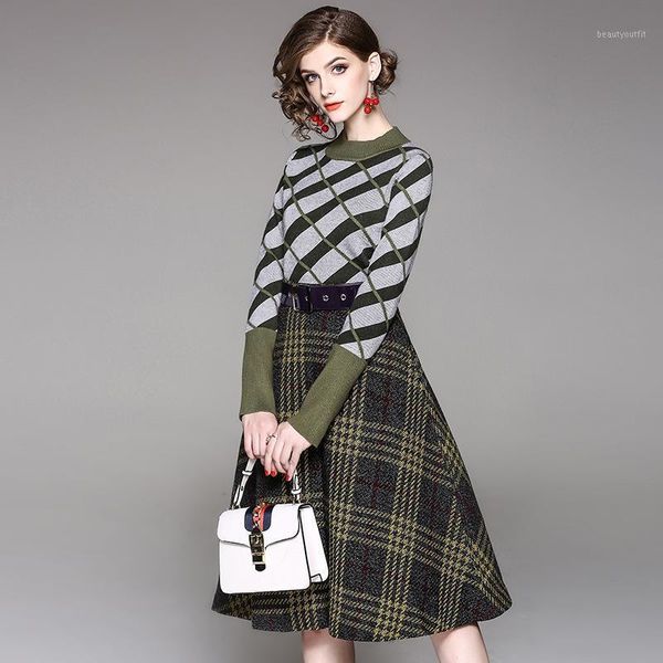 women's suits & blazers 2021 winter women 2 pieces sweater plaid set fashion full sleeve + knee length skirts elegant sets, White;black
women's suits & blazers 2021 winter women 2 pieces sweater plaid set fashion full sleeve + knee length skirts elegant sets, White;black