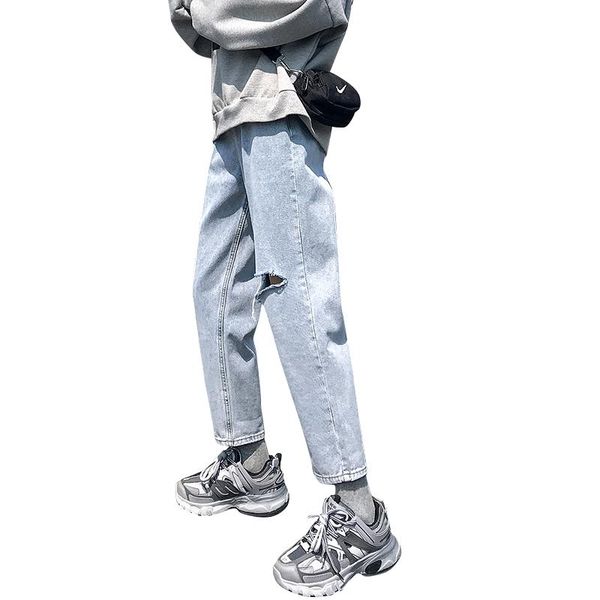women's jeans 2021 denim trousers distressed cropped length pants mid waist girl springtime style zipper pocket slim fit, Blue
women's jeans 2021 denim trousers distressed cropped length pants mid waist girl springtime style zipper pocket slim fit, Blue