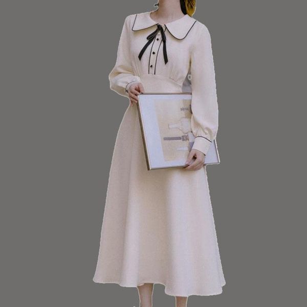 casual dresses french retro long sleeve doll collar dress womens autumn waist temperament collega style ladies robe female vestidos, Black;gray
casual dresses french retro long sleeve doll collar dress womens autumn waist temperament collega style ladies robe female vestidos, Black;gray