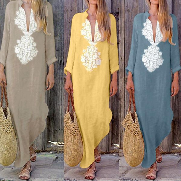 plus size long dress women printed summer v-neck maxi dresses split hem baggy kaftan vestidos sundress casual, Black;gray
plus size long dress women printed summer v-neck maxi dresses split hem baggy kaftan vestidos sundress casual, Black;gray