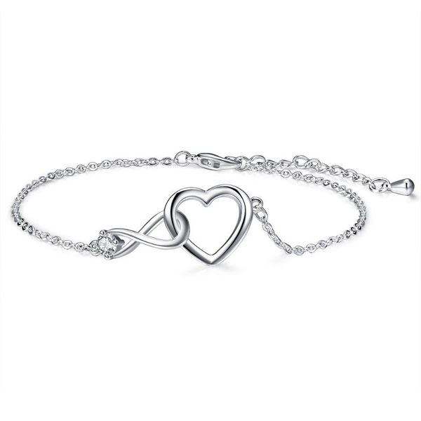 link, chain korea style copper plated silver simple personality girl ladies double heart interlocking diamond fashion bracelet for women, Black
link, chain korea style copper plated silver simple personality girl ladies double heart interlocking diamond fashion bracelet for women, Black