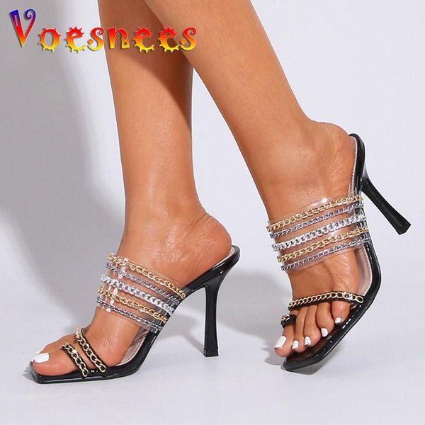 slippers summer fashion 9.5cm chain one word band sandals women thin high heel slip on square toe slides personalized, Black
slippers summer fashion 9.5cm chain one word band sandals women thin high heel slip on square toe slides personalized, Black
