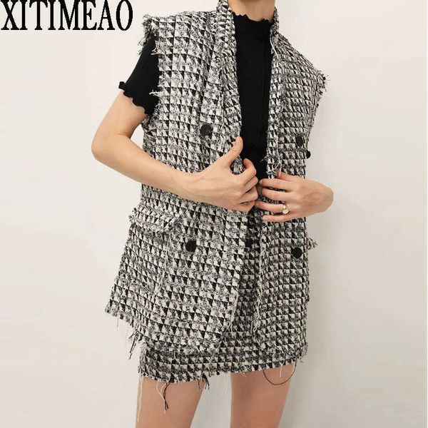 za women fashion tweed plaid coat loose vest lapel sleeveless outer wear side vents female waistcoat chic 210602, Black;white
za women fashion tweed plaid coat loose vest lapel sleeveless outer wear side vents female waistcoat chic 210602, Black;white