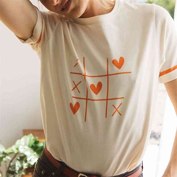 women's t-shirt cotton tee heart print women round collar short sleeve loose beige t shirt casual chic vintage elegant re, White
women's t-shirt cotton tee heart print women round collar short sleeve loose beige t shirt casual chic vintage elegant re, White