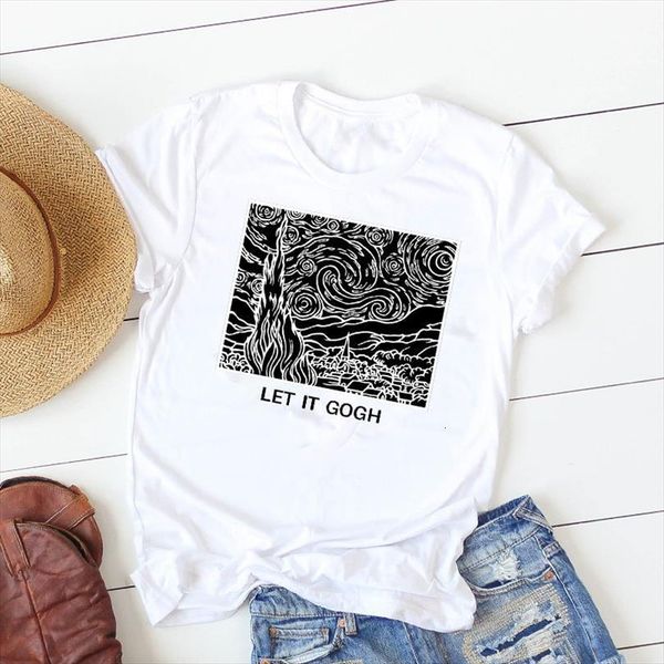 and women lady let it men gogh painting printed ladies short sleeve tee female clothes graphic, White;black
and women lady let it men gogh painting printed ladies short sleeve tee female clothes graphic, White;black