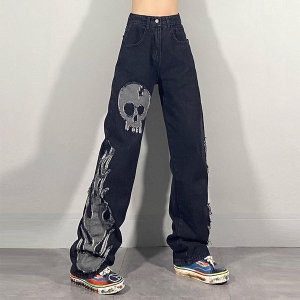 women's jeans shengpalae dark streetwear wash spring 2021 high waist trendy straight tube wide leg skeleton denim pants, Blue
women's jeans shengpalae dark streetwear wash spring 2021 high waist trendy straight tube wide leg skeleton denim pants, Blue