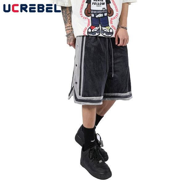 men's shorts contrast paneled casual mens summer elastic waist half pants loose knee-length men, White;black
men's shorts contrast paneled casual mens summer elastic waist half pants loose knee-length men, White;black