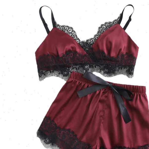 pajamas nightwear pyjamas women sleepwear satin bras pants lace up female lingerie underwear lounge wear, Black;red
pajamas nightwear pyjamas women sleepwear satin bras pants lace up female lingerie underwear lounge wear, Black;red