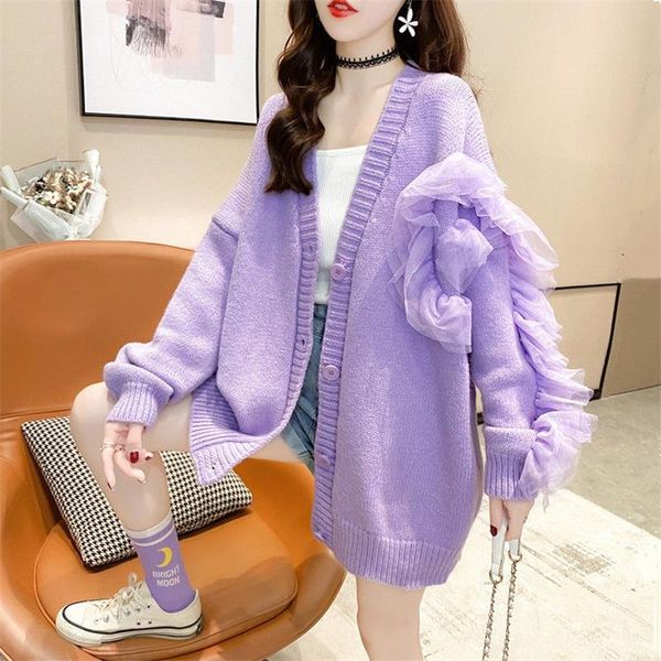 women's knits & tees autumn v neck long sleeve single breasted sweater coat chic irregular mesh patchwork cardigan tide elastic knitted, White
women's knits & tees autumn v neck long sleeve single breasted sweater coat chic irregular mesh patchwork cardigan tide elastic knitted, White