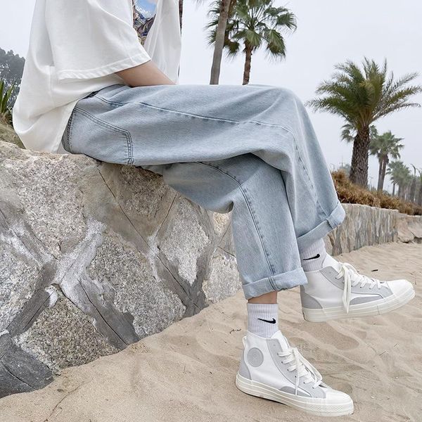 men's jeans spring and summer light color large casual loose straight leg pants korean version of the trend, Blue
men's jeans spring and summer light color large casual loose straight leg pants korean version of the trend, Blue