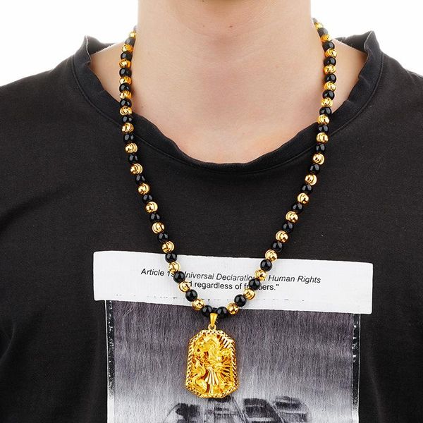dragon robe big pendant necklace men's domineering real dubai 24k gold for women female with black beads chain necklaces, Silver
dragon robe big pendant necklace men's domineering real dubai 24k gold for women female with black beads chain necklaces, Silver