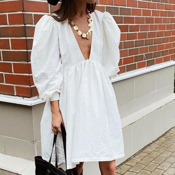 casual dresses mini loose pullover flare dress long sleeve solid color puff a-line vneck for party 2021explosion, Black;gray
casual dresses mini loose pullover flare dress long sleeve solid color puff a-line vneck for party 2021explosion, Black;gray