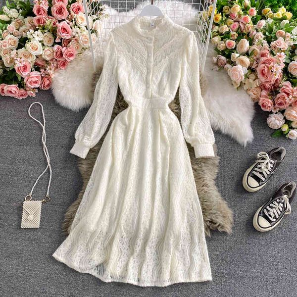 ezgaga lace patchwork elegant dress women fench style vintage long sleeve hollow out high waist dresses party robe vestidos 210430, Black;gray
ezgaga lace patchwork elegant dress women fench style vintage long sleeve hollow out high waist dresses party robe vestidos 210430, Black;gray