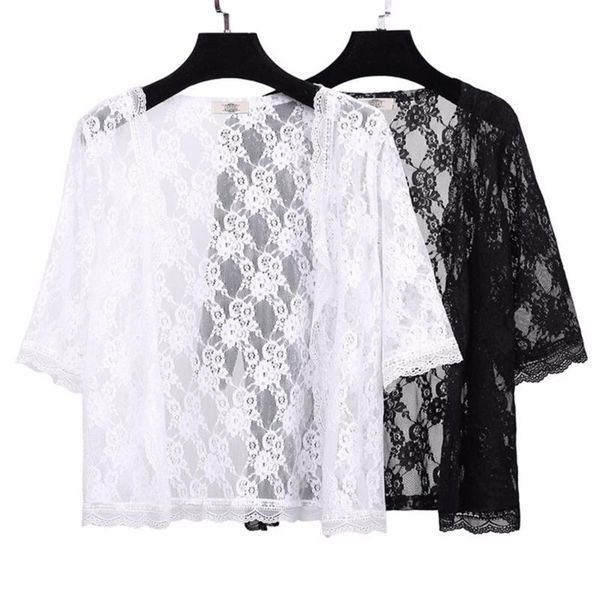women's blouses & shirts women perspective shawl 2021 summer arrival half sleeve lace cardigan jacket fashion kimono cardigans plus siz, White
women's blouses & shirts women perspective shawl 2021 summer arrival half sleeve lace cardigan jacket fashion kimono cardigans plus siz, White
