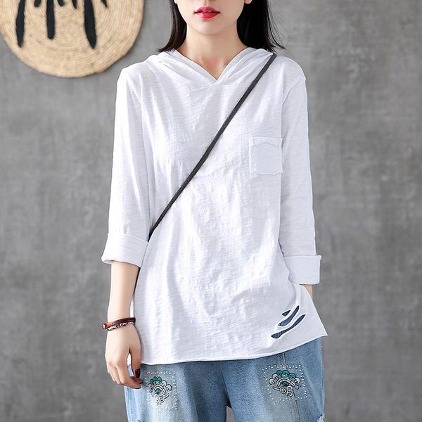 women's t-shirt white hooded t shirt for women 100% pure cotton casual hole loose long sleeve summer 2021 tee
women's t-shirt white hooded t shirt for women 100% pure cotton casual hole loose long sleeve summer 2021 tee