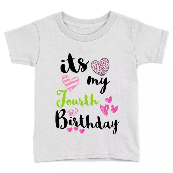 it's my fourth birthday girls kids t-shirt 4th birthday years old gift present, White;black
it's my fourth birthday girls kids t-shirt 4th birthday years old gift present, White;black