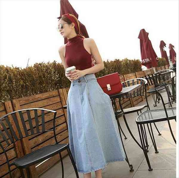 high waist jeans a line women skirt work elegant casual long jupe lolita school mori girl denim saia v191, Black
high waist jeans a line women skirt work elegant casual long jupe lolita school mori girl denim saia v191, Black