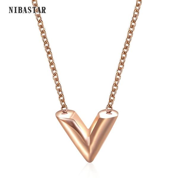 pendant necklaces classic simple metal style v shape letter stainless steel woman necklace luxury jewelry female for, Silver
pendant necklaces classic simple metal style v shape letter stainless steel woman necklace luxury jewelry female for, Silver