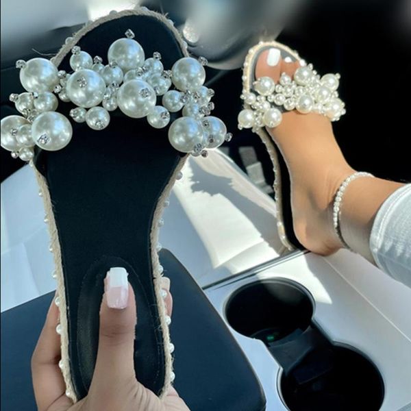 women pearl crystal slippers 2021 woman slides summer women's causal flats ladies footwear female beach shoes plus size, Black
women pearl crystal slippers 2021 woman slides summer women's causal flats ladies footwear female beach shoes plus size, Black