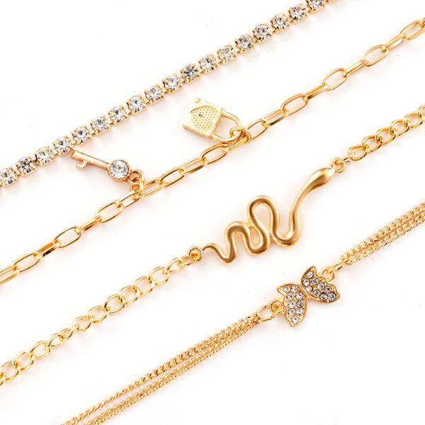charm bracelets 4pcs retro personality metal punk gothic snake chain butterfly lock key pendant 4-piece set golden bracelet woman jewelry gi, Golden;silver
charm bracelets 4pcs retro personality metal punk gothic snake chain butterfly lock key pendant 4-piece set golden bracelet woman jewelry gi, Golden;silver