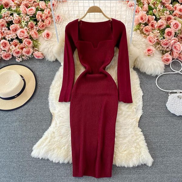 casual dresses autumn and winter 2021 hepburn french bottomed hip wrap sweater dress square neck red knitted female, Black;gray
casual dresses autumn and winter 2021 hepburn french bottomed hip wrap sweater dress square neck red knitted female, Black;gray