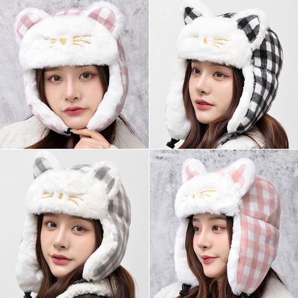 berets fashion cute cartoon cat ear bomber hat plush cap winter warm thickened protection hats for women girl outdoor skiing caps, Blue;gray
berets fashion cute cartoon cat ear bomber hat plush cap winter warm thickened protection hats for women girl outdoor skiing caps, Blue;gray