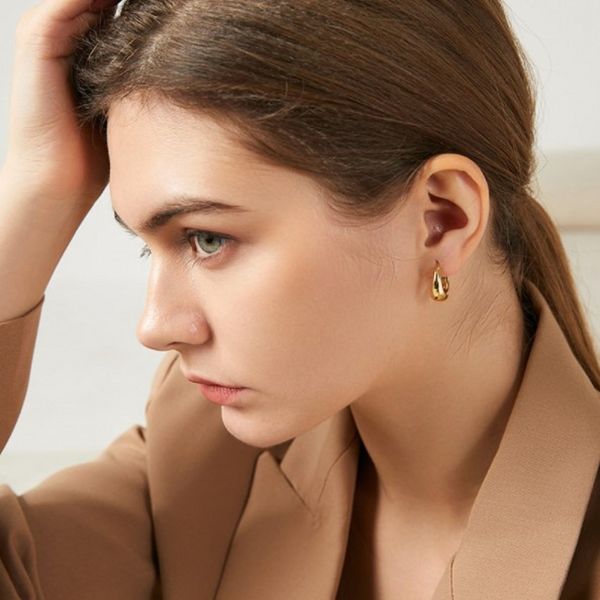 european and american 14k gold simple metal ins wind ear buckle small ring women's earrings gift for women, Silver
european and american 14k gold simple metal ins wind ear buckle small ring women's earrings gift for women, Silver