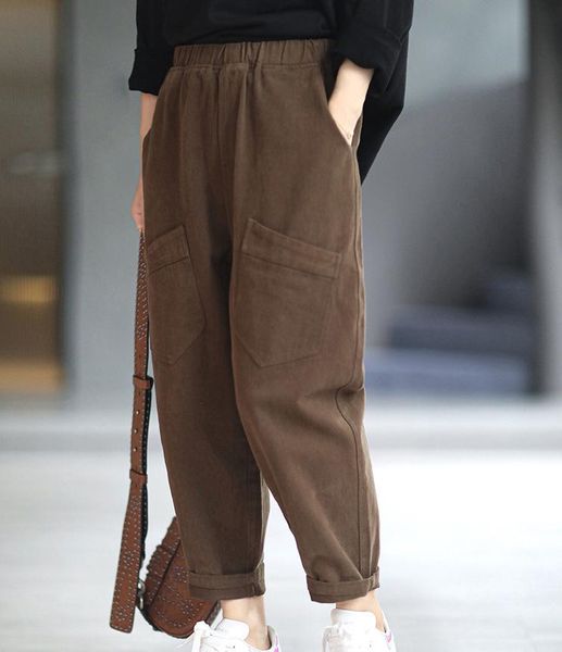 women's pants & capris women 2021 retro loose thicker all-match trousers autumn winter ladies elastic waist pocket casual, Black;white
women's pants & capris women 2021 retro loose thicker all-match trousers autumn winter ladies elastic waist pocket casual, Black;white