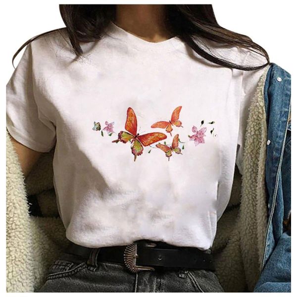 women's t-shirt fashion casual printing o-neck loose short sleeve pullover, White
women's t-shirt fashion casual printing o-neck loose short sleeve pullover, White