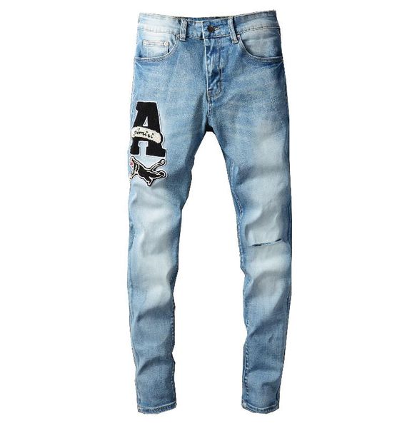 2021 mens jeans hip hop pants stylist jeans brand fashion distressed ripped biker jean slim fit motorcycle denim jeans size 28-40, Blue
2021 mens jeans hip hop pants stylist jeans brand fashion distressed ripped biker jean slim fit motorcycle denim jeans size 28-40, Blue