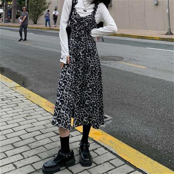 a line loose casual women dresses v neck korean style high street fashionable spring students vintage leopard, Black;gray
a line loose casual women dresses v neck korean style high street fashionable spring students vintage leopard, Black;gray