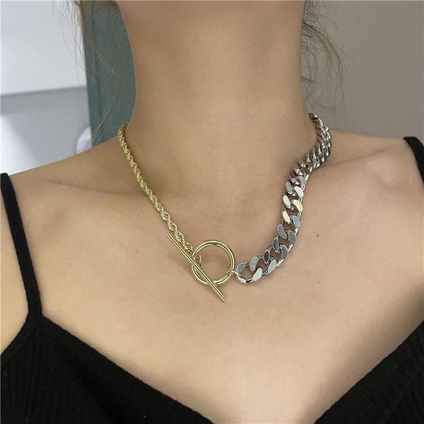 chokers origin summer rock contrast color chunky cuban chain necklace for women asymmetry twisted toggle clasp circle choker necklaces, Golden;silver
chokers origin summer rock contrast color chunky cuban chain necklace for women asymmetry twisted toggle clasp circle choker necklaces, Golden;silver