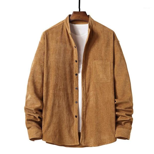 men's casual shirts autumn and winter streetwear long-sleeved solid color comfortable plus size thick corduroy shirt with pockets, White;black
men's casual shirts autumn and winter streetwear long-sleeved solid color comfortable plus size thick corduroy shirt with pockets, White;black